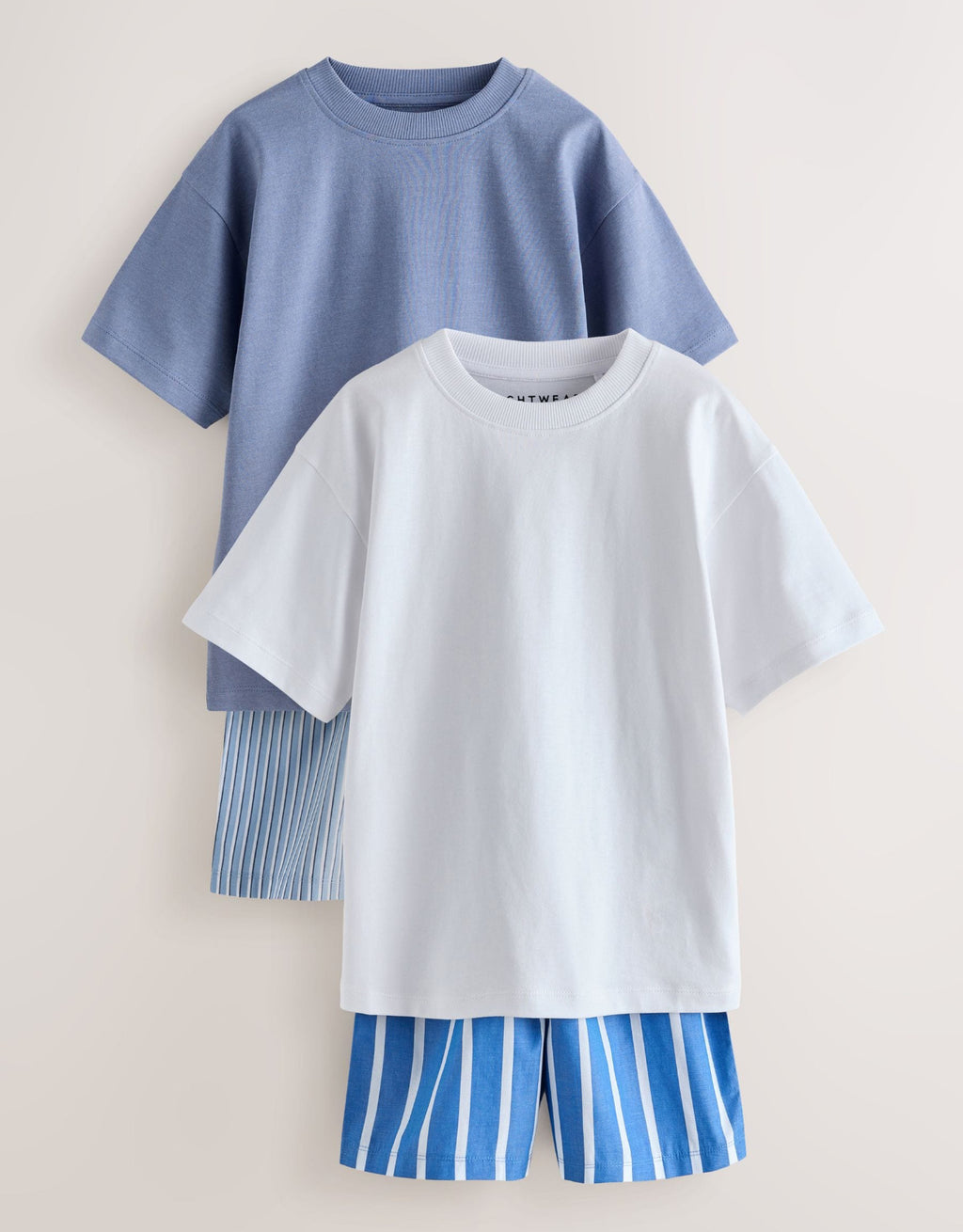 Blue/White Stripe Woven Short Pyjamas 2 Pack