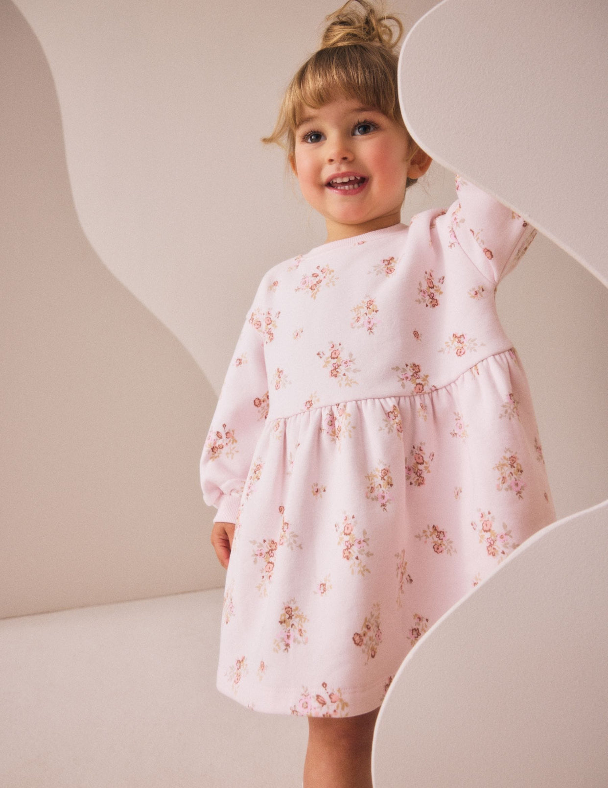 Cream Floral Sweat Dress (immediate)