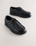 Black Standard Fit (F) Leather Lace Up Loafer School Shoes