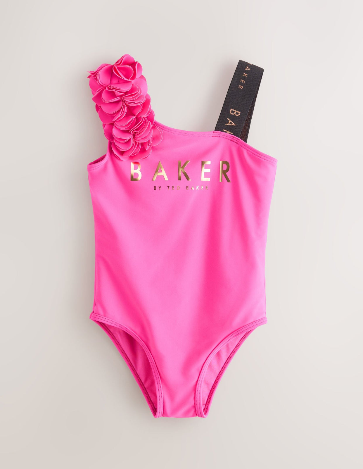 Baker by Ted Baker Fuchsia Pink 3D Floral One Shoulder Swimsuit