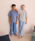 Blue/White Stripe Woven Long Leg Short Sleeve Pyjamas 2 Pack