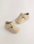 Stone Suede Leather Baby T-Bar Shoes