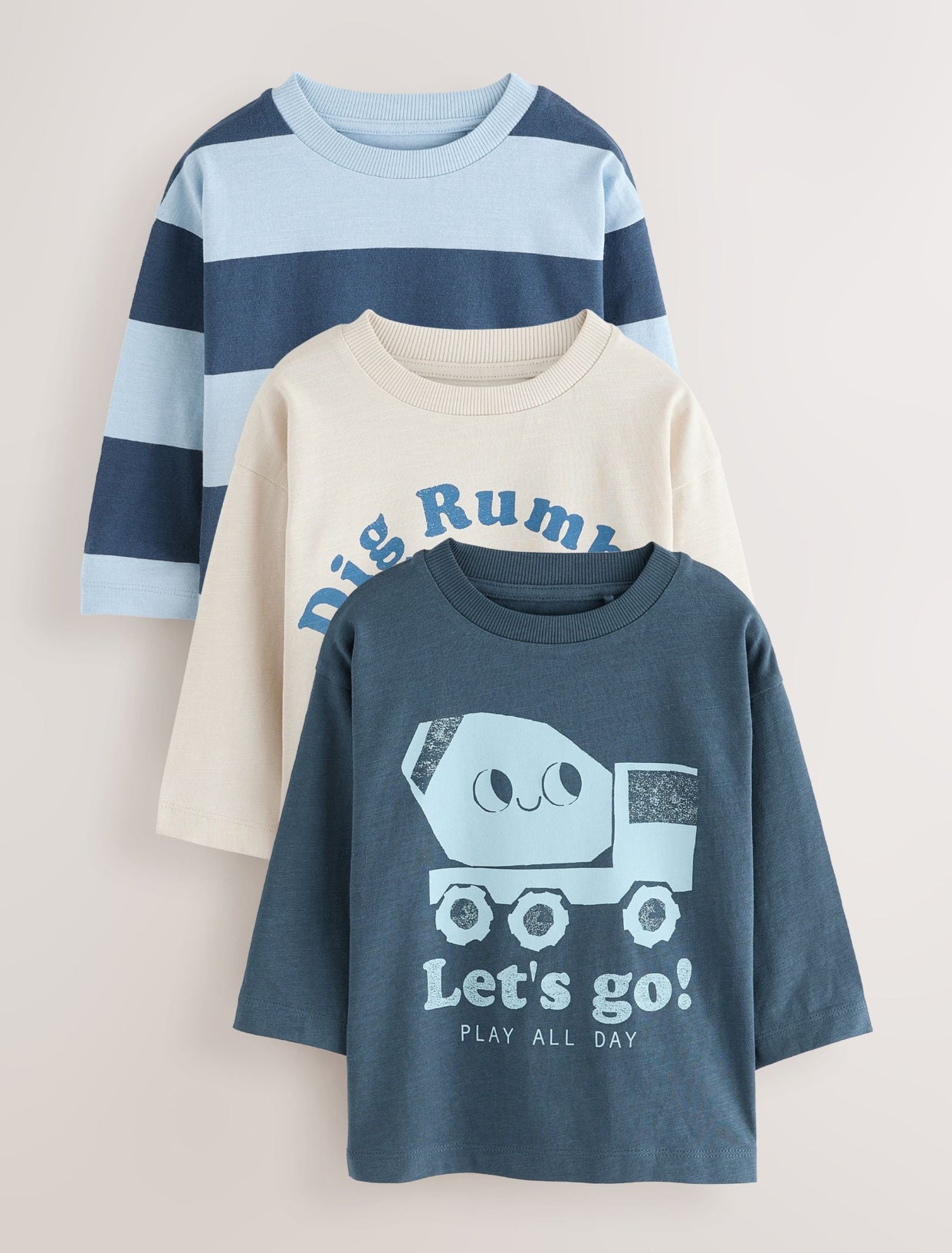 Blue Digger Long Sleeve Graphic Print
T-Shirts 3 Pack