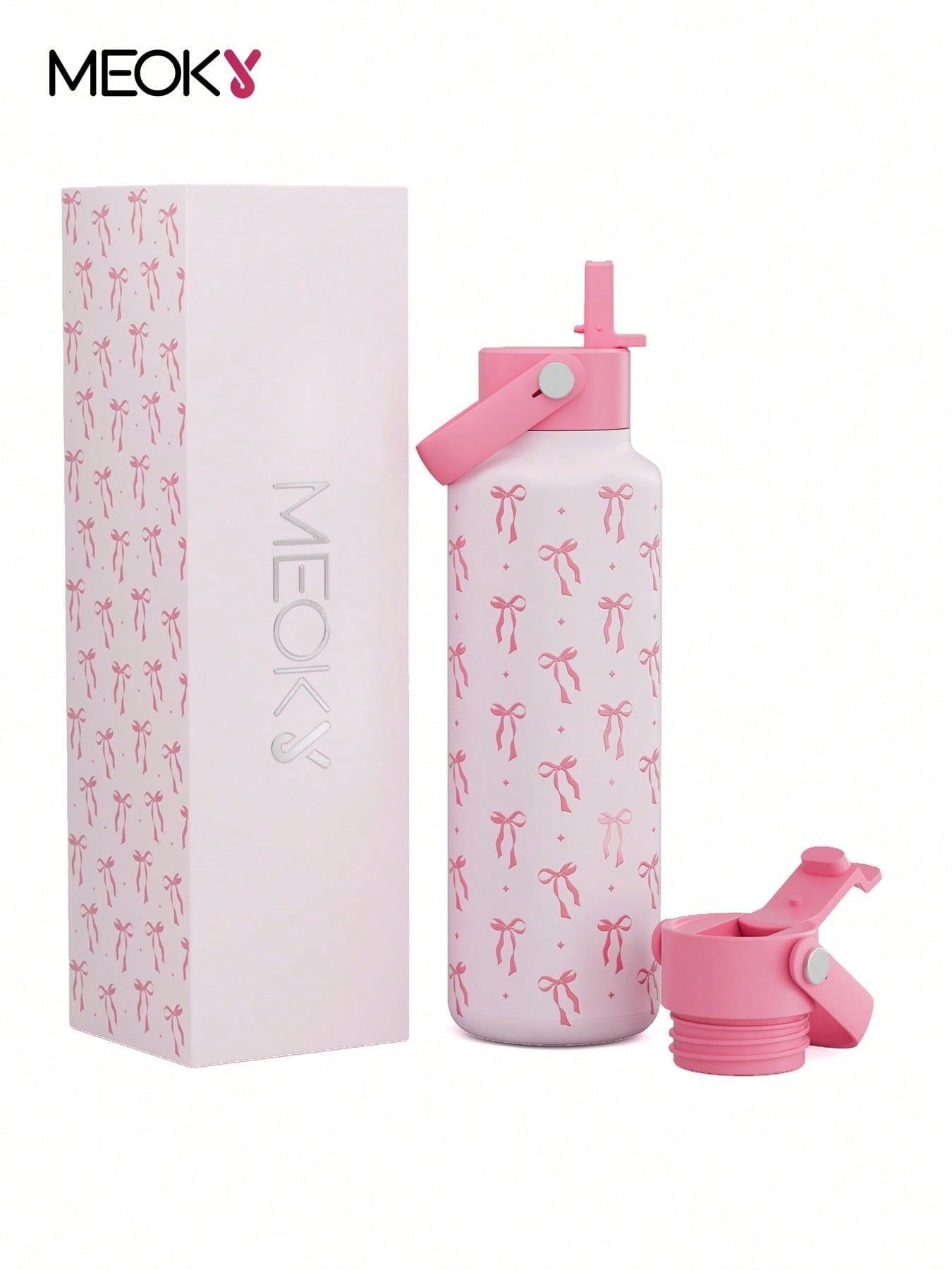Meoky 530 ml Insulated Tumbler With 2 Spout Lid And Straw