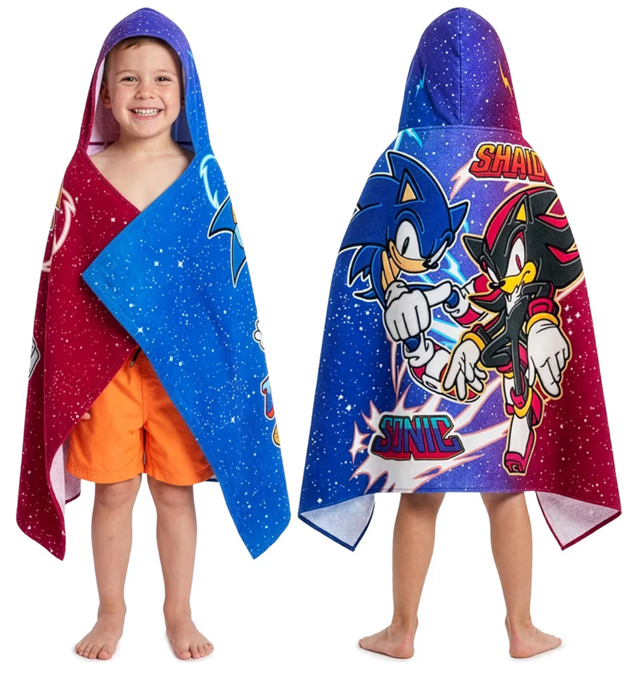 Sonic Hooded Towels for Boys