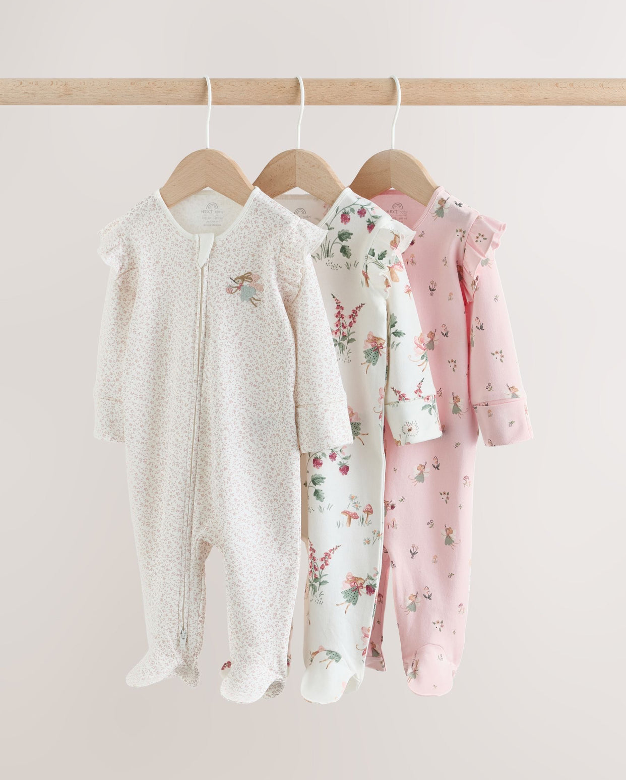 Pink Baby Sleepsuits 3 Pack