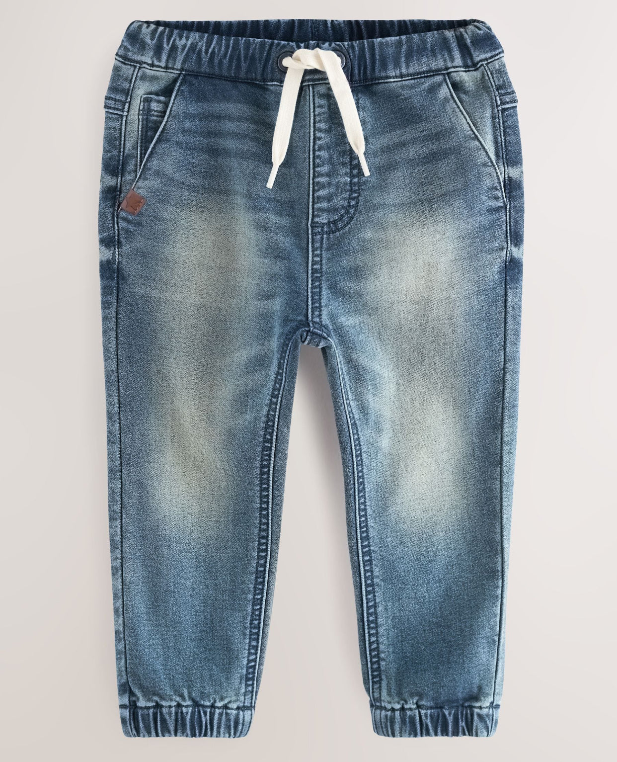 Mid Blue Regular Fit Joggers Jeans With Comfort Stretch