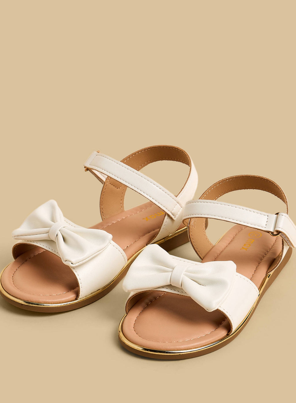 Bow Accent Sandals with Hook and Loop Closure
