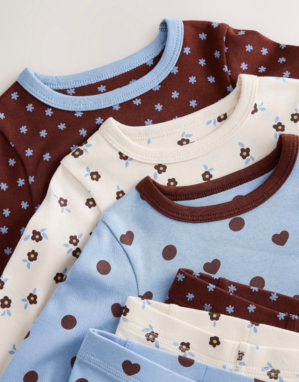 Blue/Brown Snuggle Pyjamas 3 Pack
