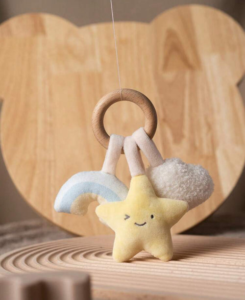 1pc Baby Wooden Ring Rattle Plush Soft Teether Toy (immediate)