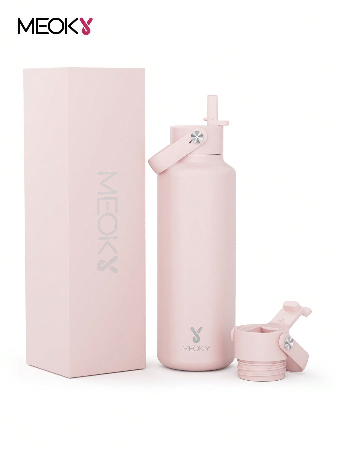 Meoky 530 ml Insulated Tumbler With 2 Spout Lid And Straw