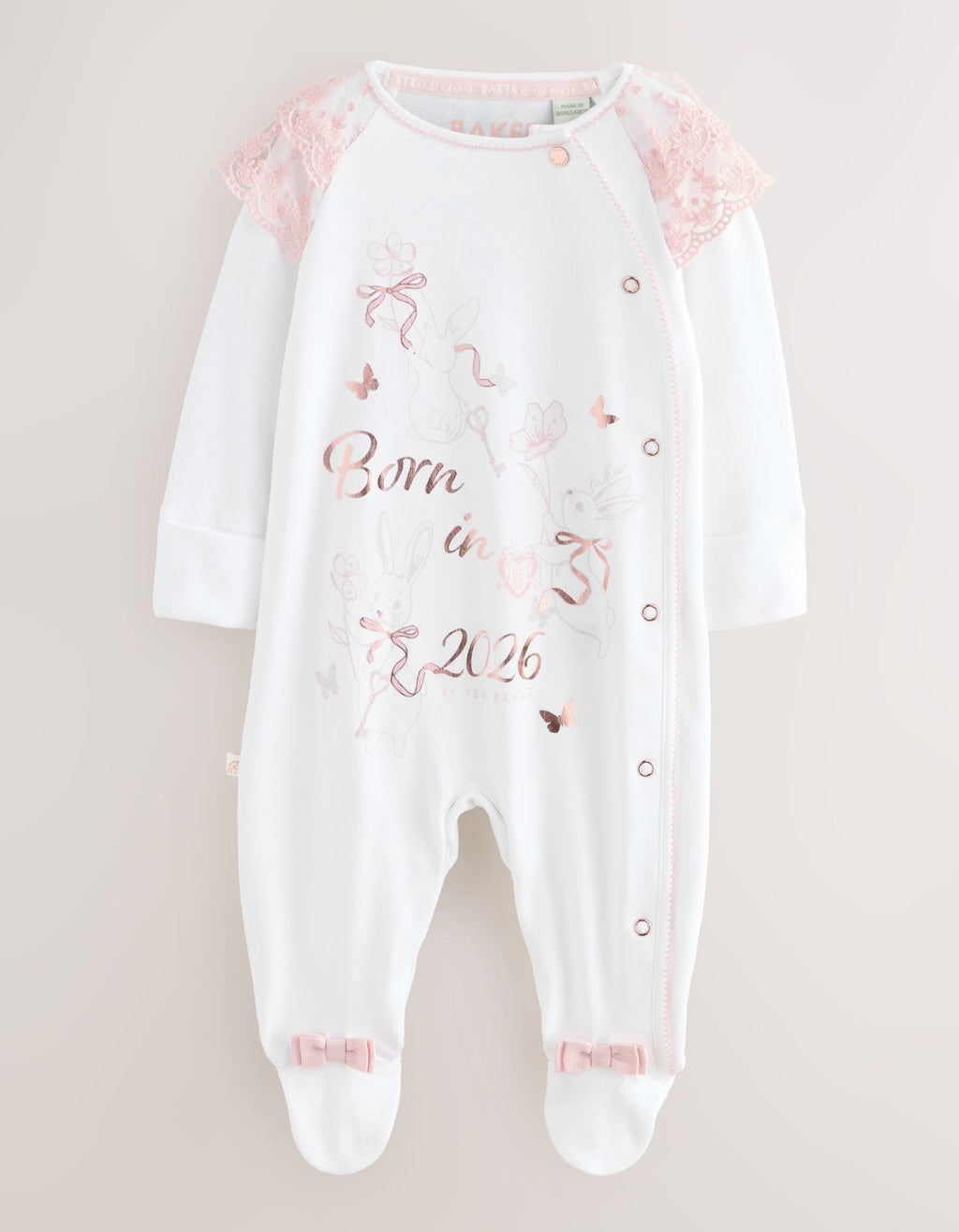Baker by Ted Baker Born In 2026 Bunny White Sleepsuit