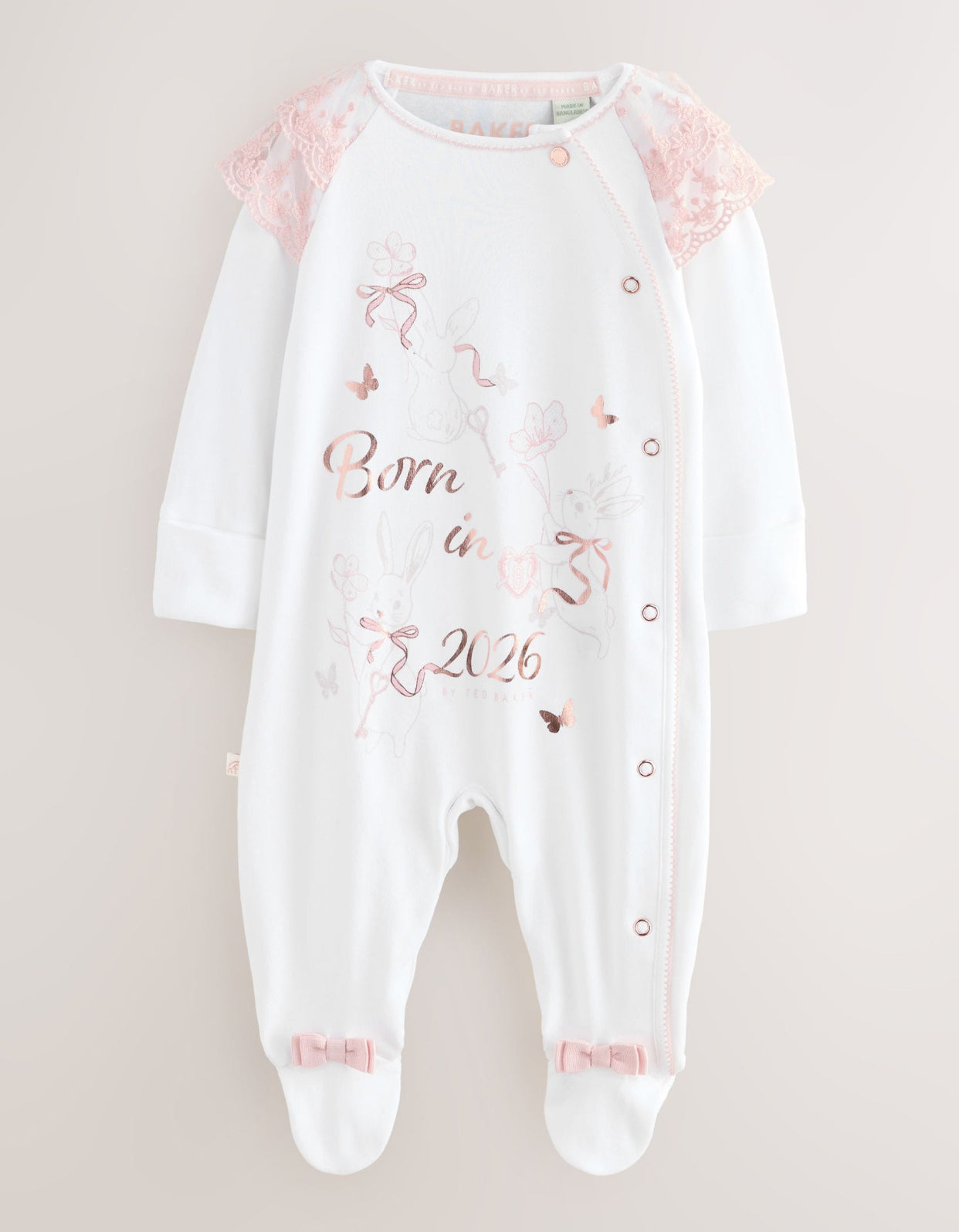 Baker by Ted Baker Born In 2026 Bunny White Sleepsuit