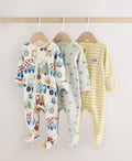 Multi Transport Two Way Zip Baby Sleepsuits 3 Pack