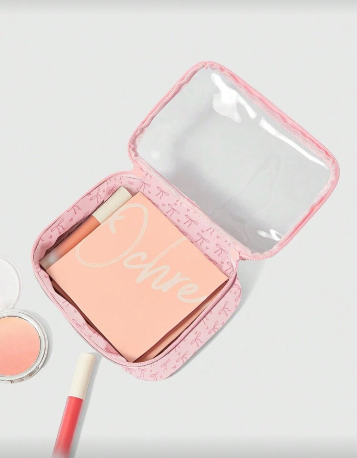 Pink Transparent Makeup Bag/Organizer (immediate)