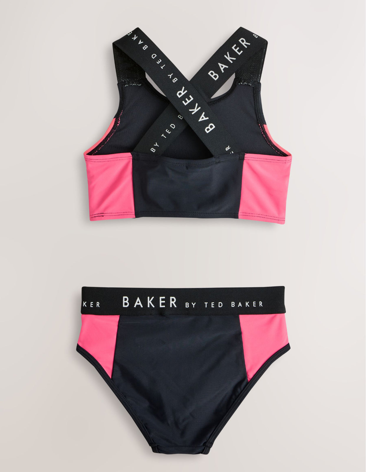 Baker by Ted Baker 2 Piece Colour Block Black Bikini Set