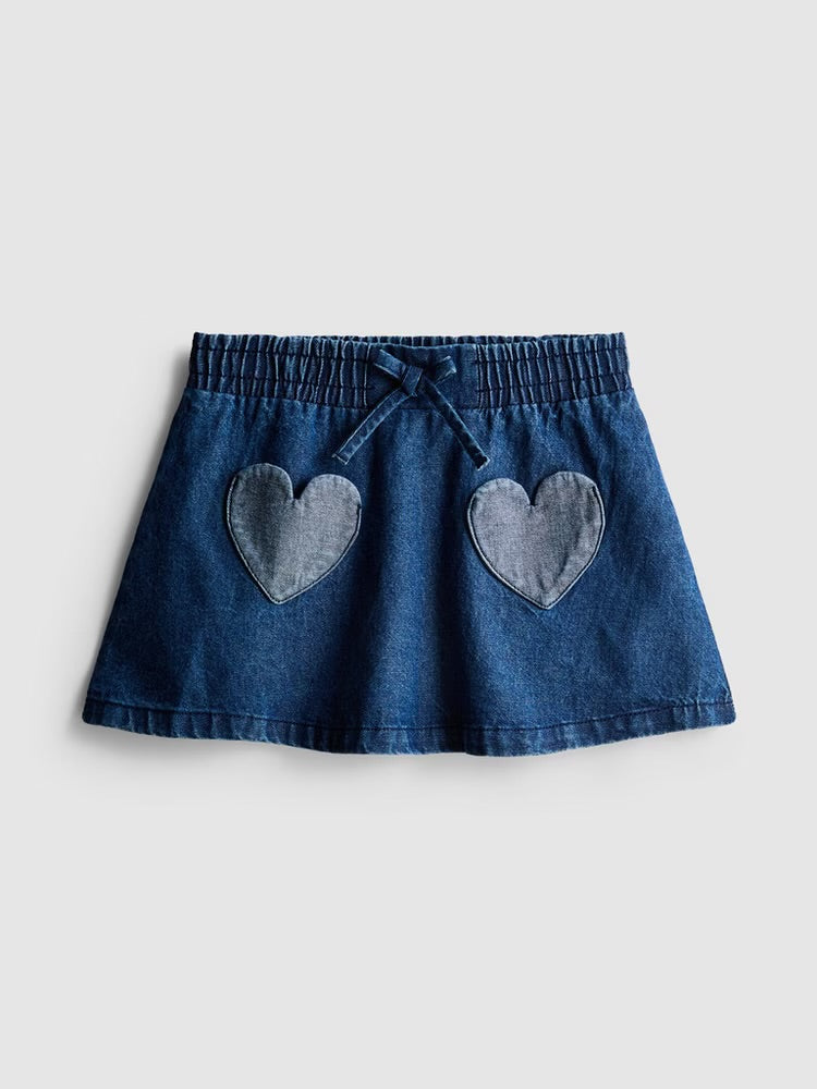 Heart Pocket Denim Skirt