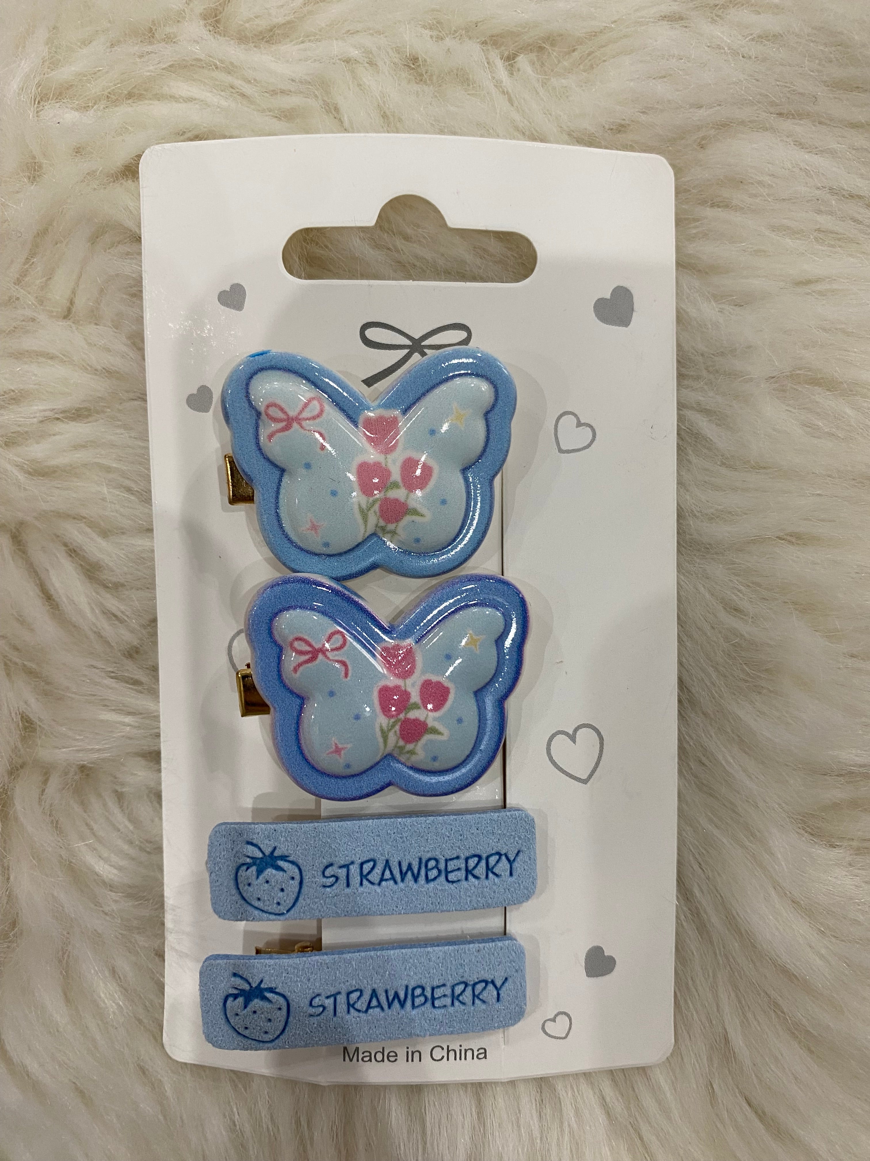 4pcs blue hair clips set