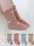 5pairs Baby Socks Spring Autumn Dotted With Frill Trim (immediate)