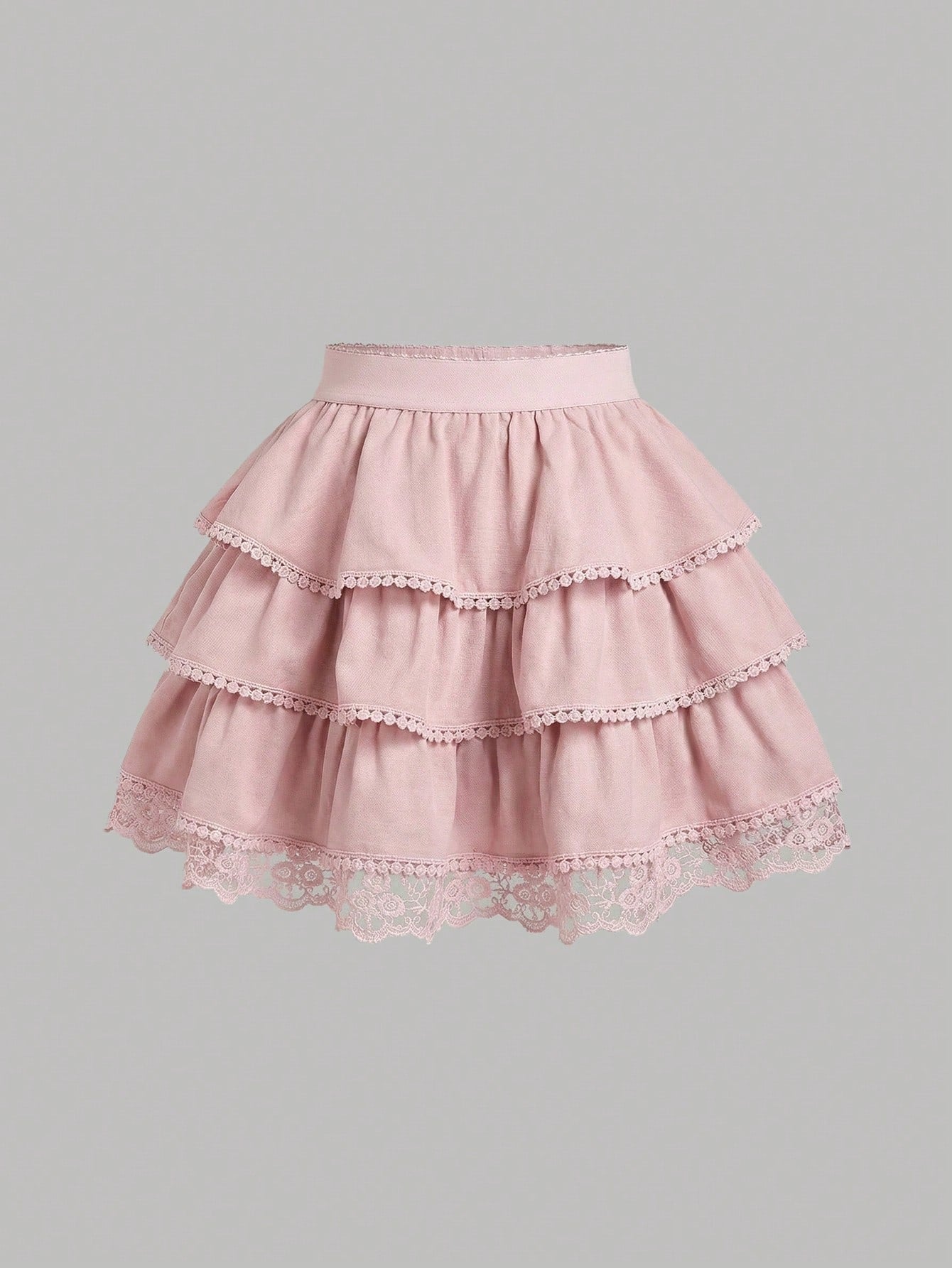 Tween Girl Dusty Pink Chiffon Tiered Skirt