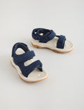 Navy Leather Touch Fastening Trekker Sandals