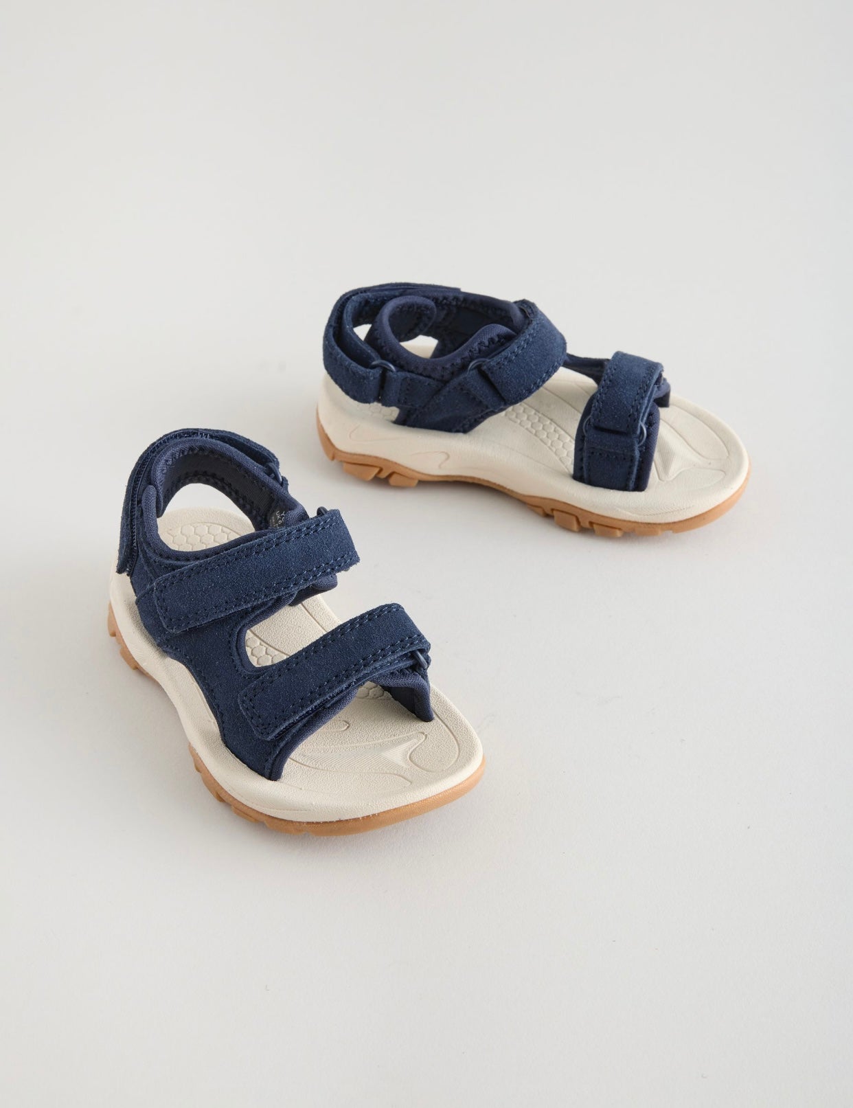 Navy Leather Touch Fastening Trekker Sandals