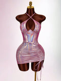 Women's Sexy Backless Halter Mini Dress