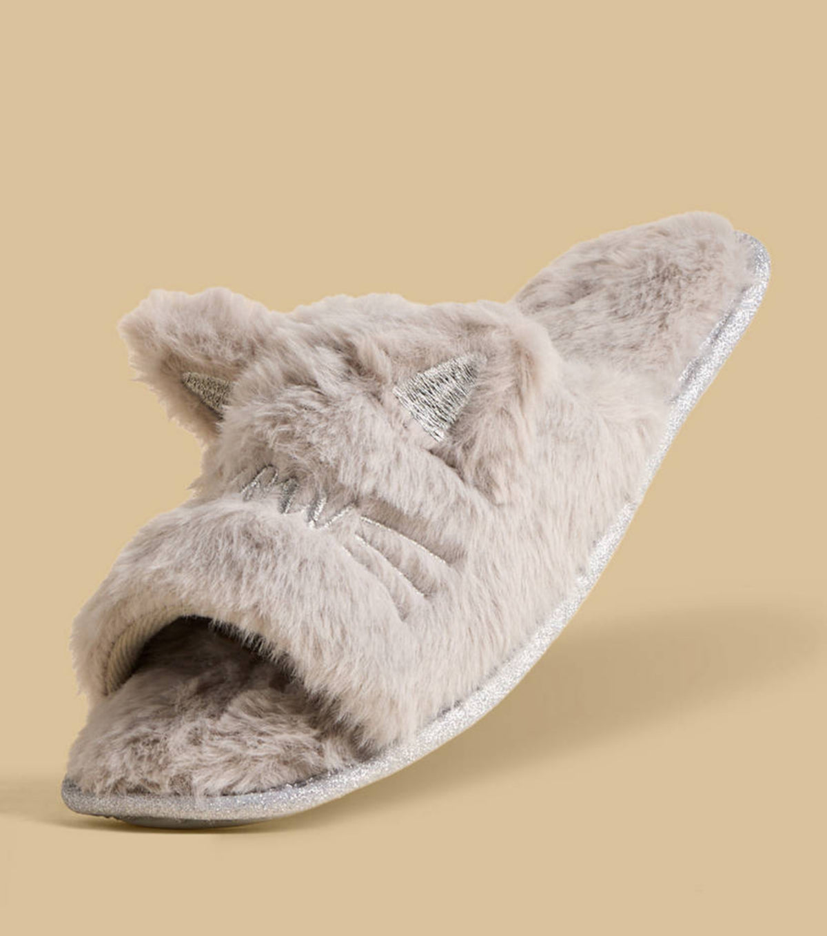 Cat Embroidered Bedroom Mules