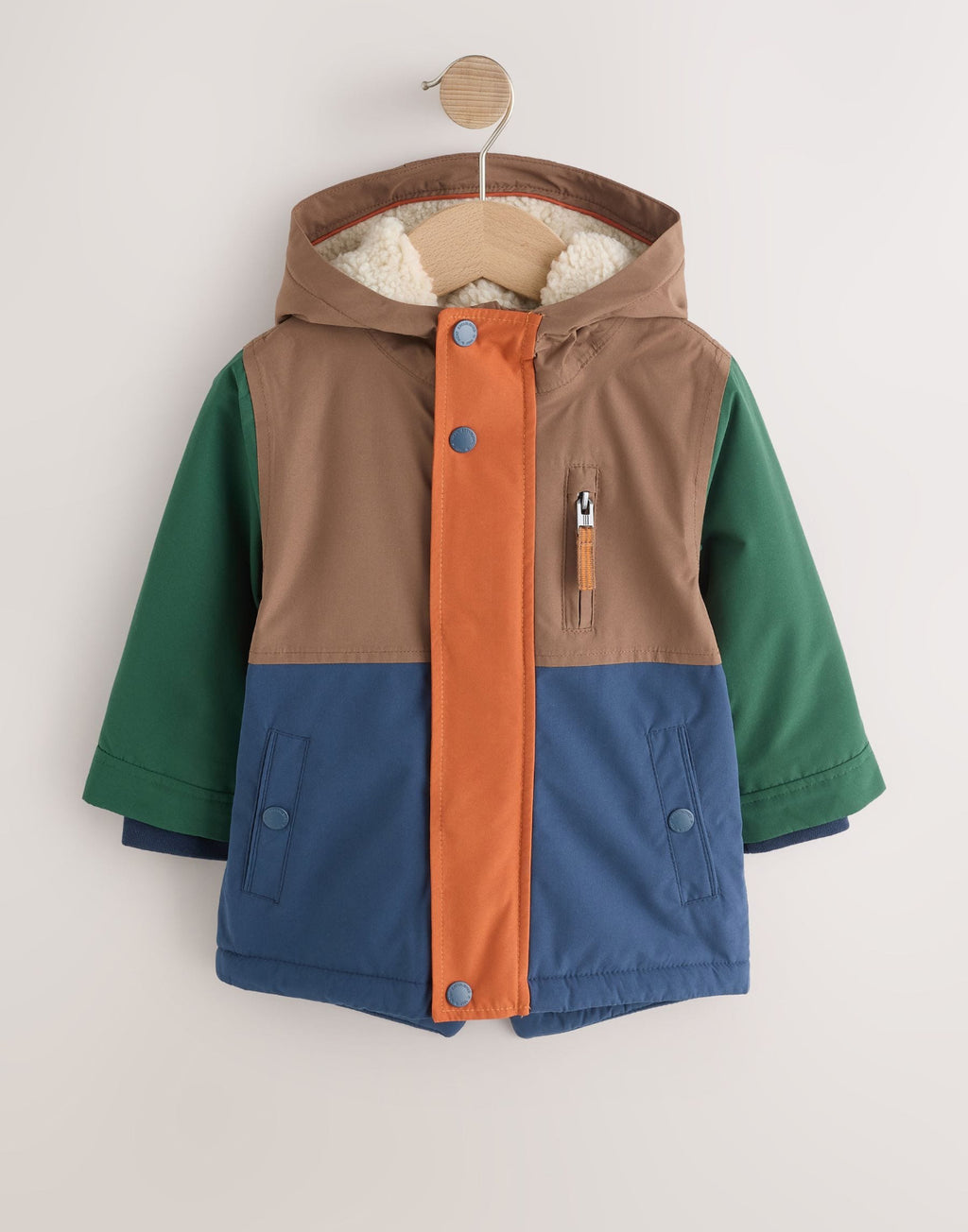 Multi Colour Block Waterproof Borg Lined Parka