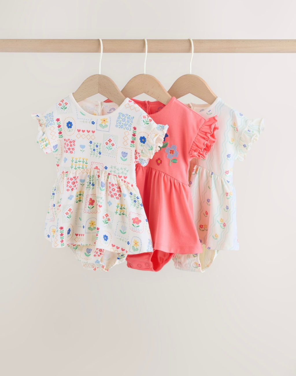 Multi Bright Coloured Jersey Baby Rompers 3 Pack (Copy)
