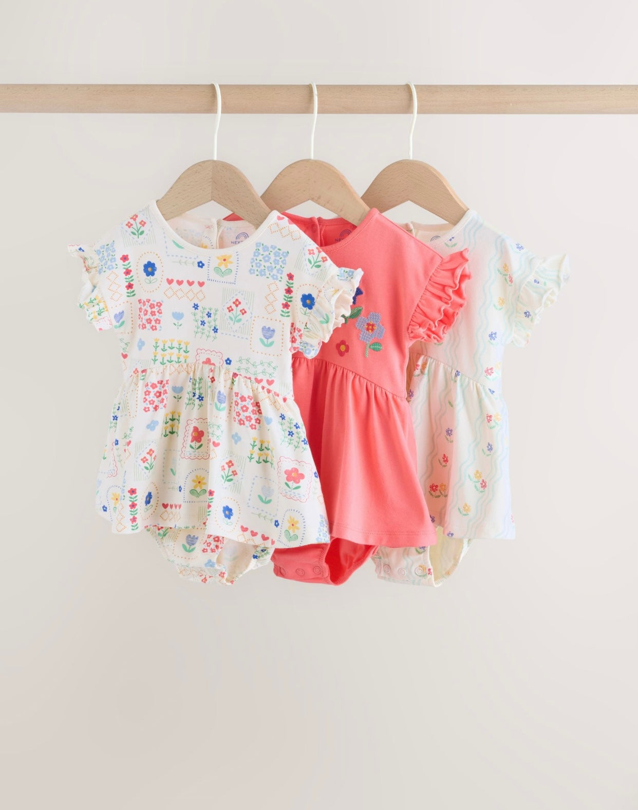 Multi Bright Coloured Jersey Baby Rompers 3 Pack (Copy)