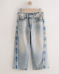 Denim Fray Seam Wide Leg Jeans