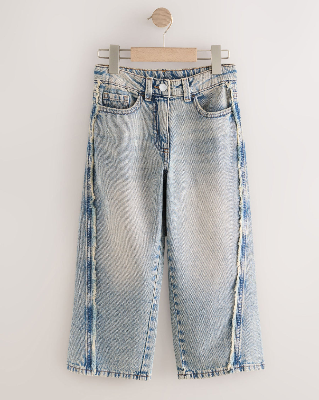 Denim Fray Seam Wide Leg Jeans