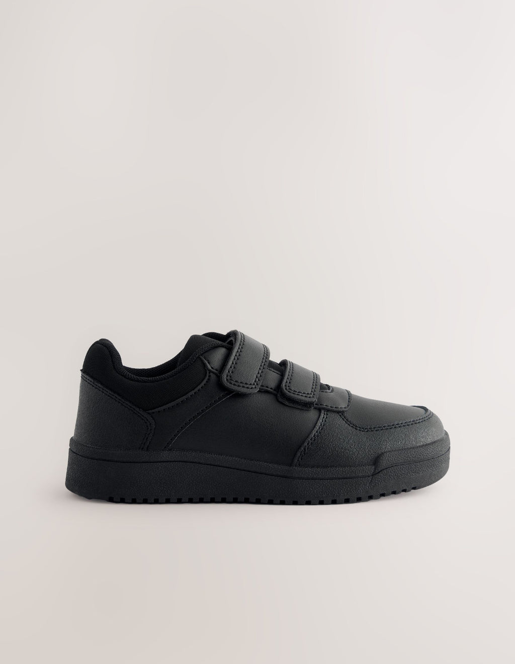 Black Standard Fit (F) 2 Straps Touch Fastening School Shoes