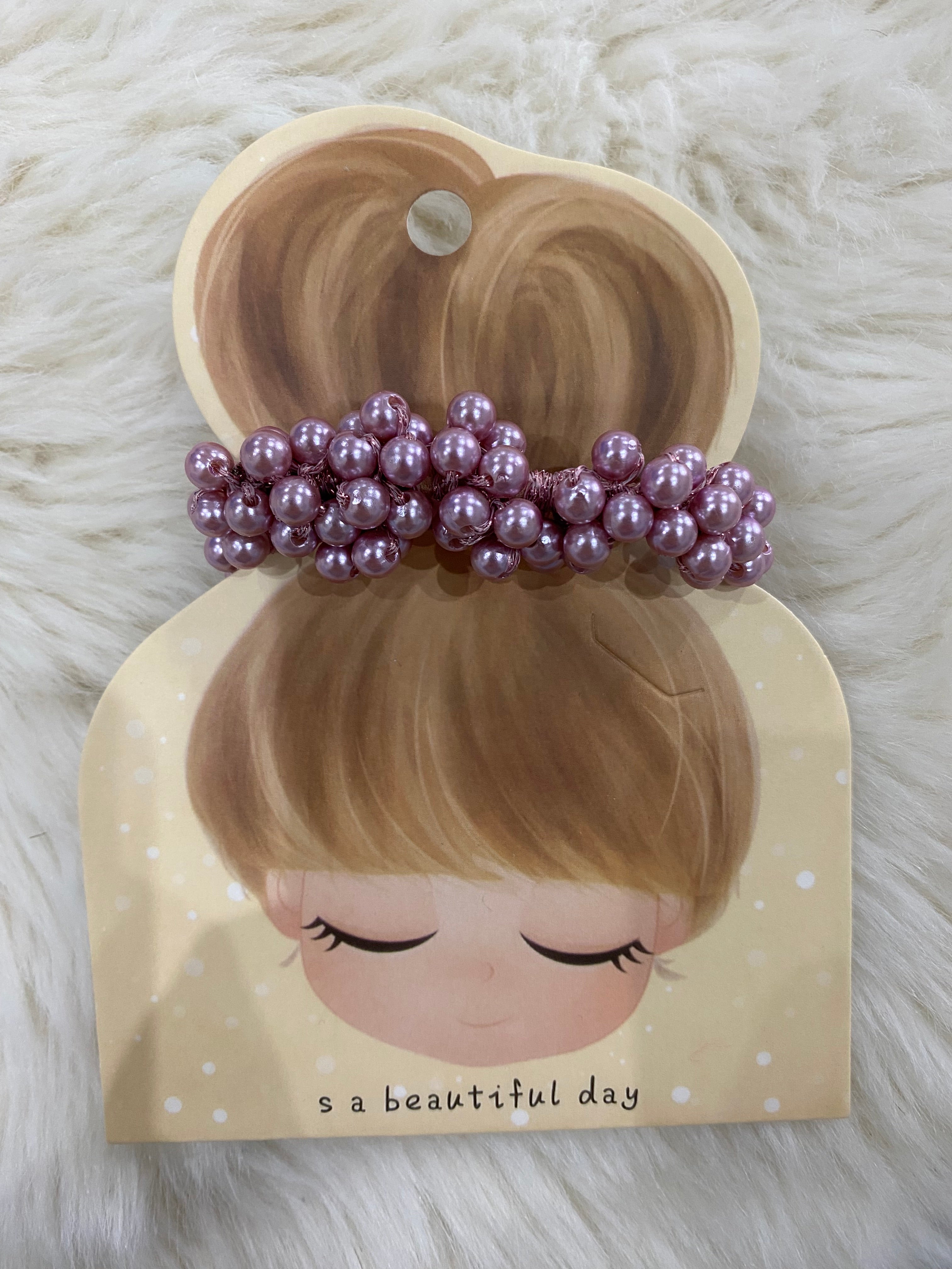 Faux pearl hair tie