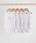 White 5 Pack Baby Vest Bodysuits