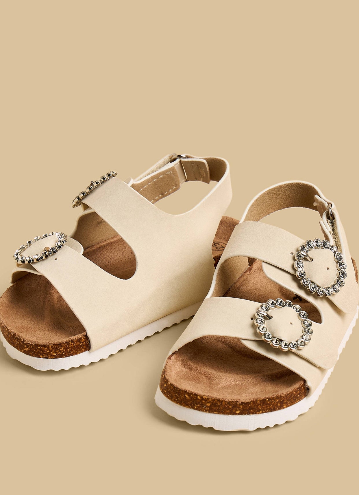 Embellished Buckle Sandals with Hook and Loop Closure