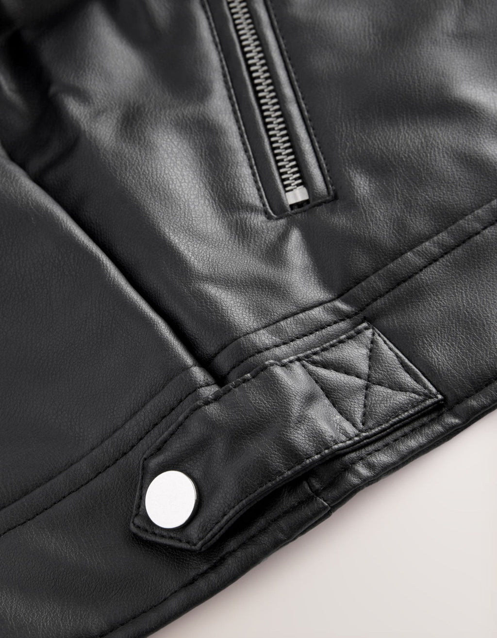 Black Faux Leather PU Biker Jacket