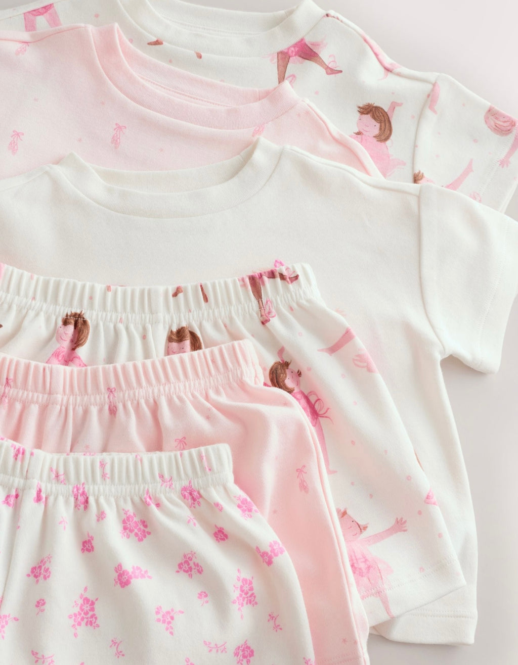 Pink /Cream Ballerina Short Pyjamas 3
Pack