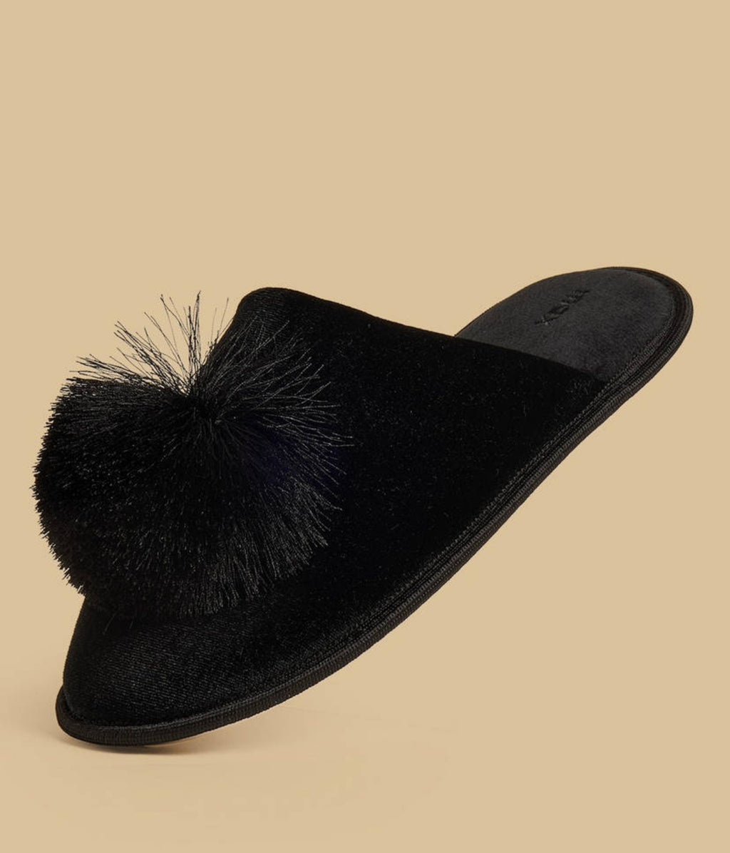 Pom Pom Accent Bedroom Mules
