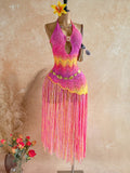Women Summer Knitted Fringe Cover Up