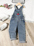 Girl Cherry Denim Dungaree