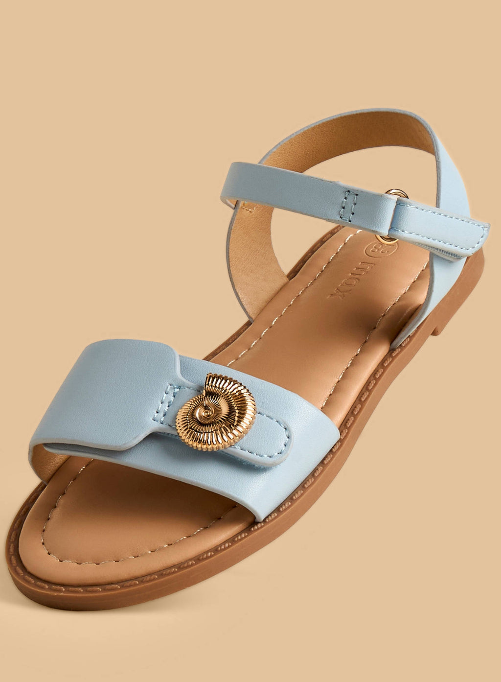 Accent Detail Sandals with Hook and Loop Closure