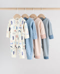 Blue 4 Pack Baby Footless Two Way Zip Sleepsuits 4 Pack