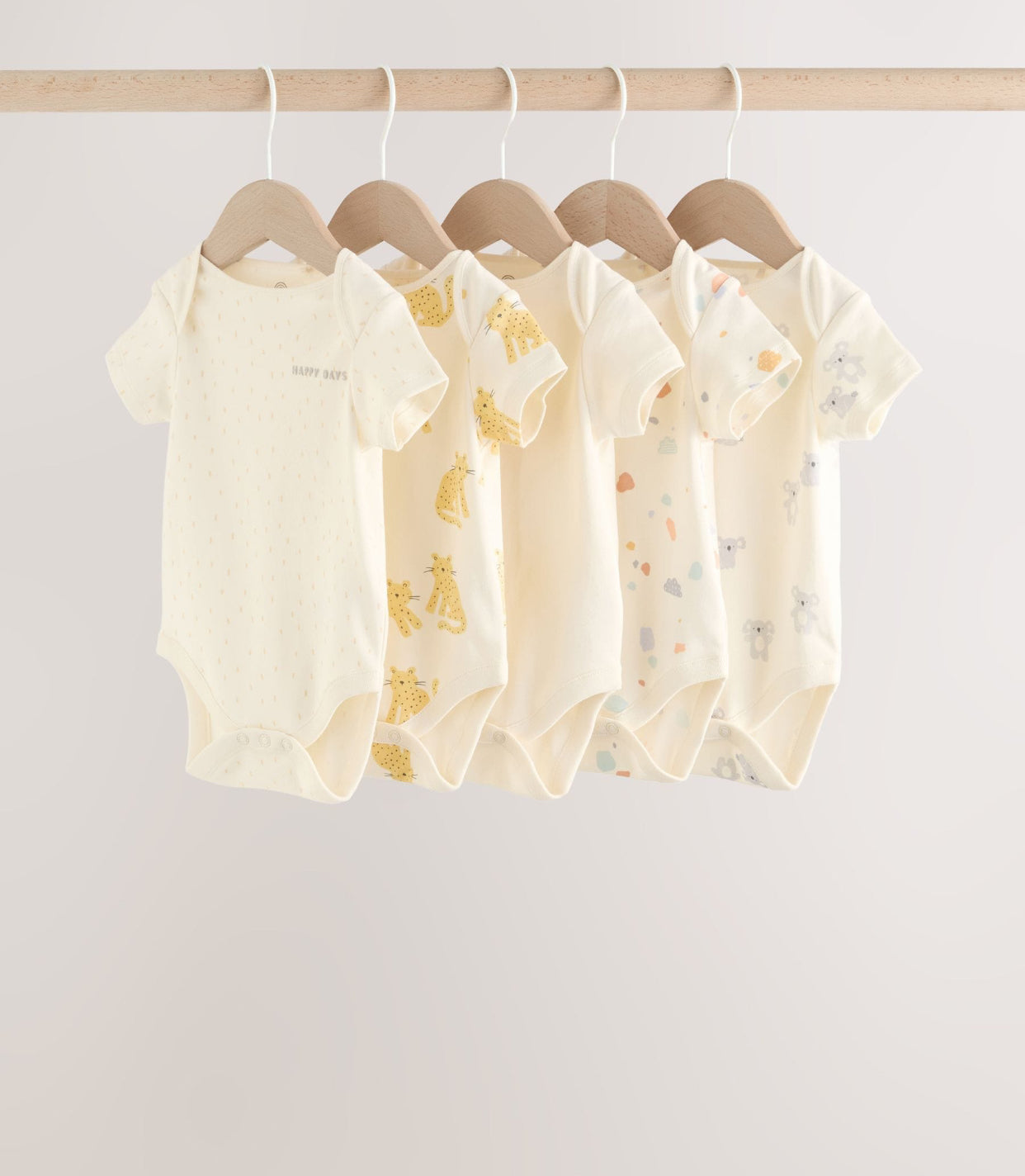 Bright Short Sleeve Baby Bodysuits 5 Pack