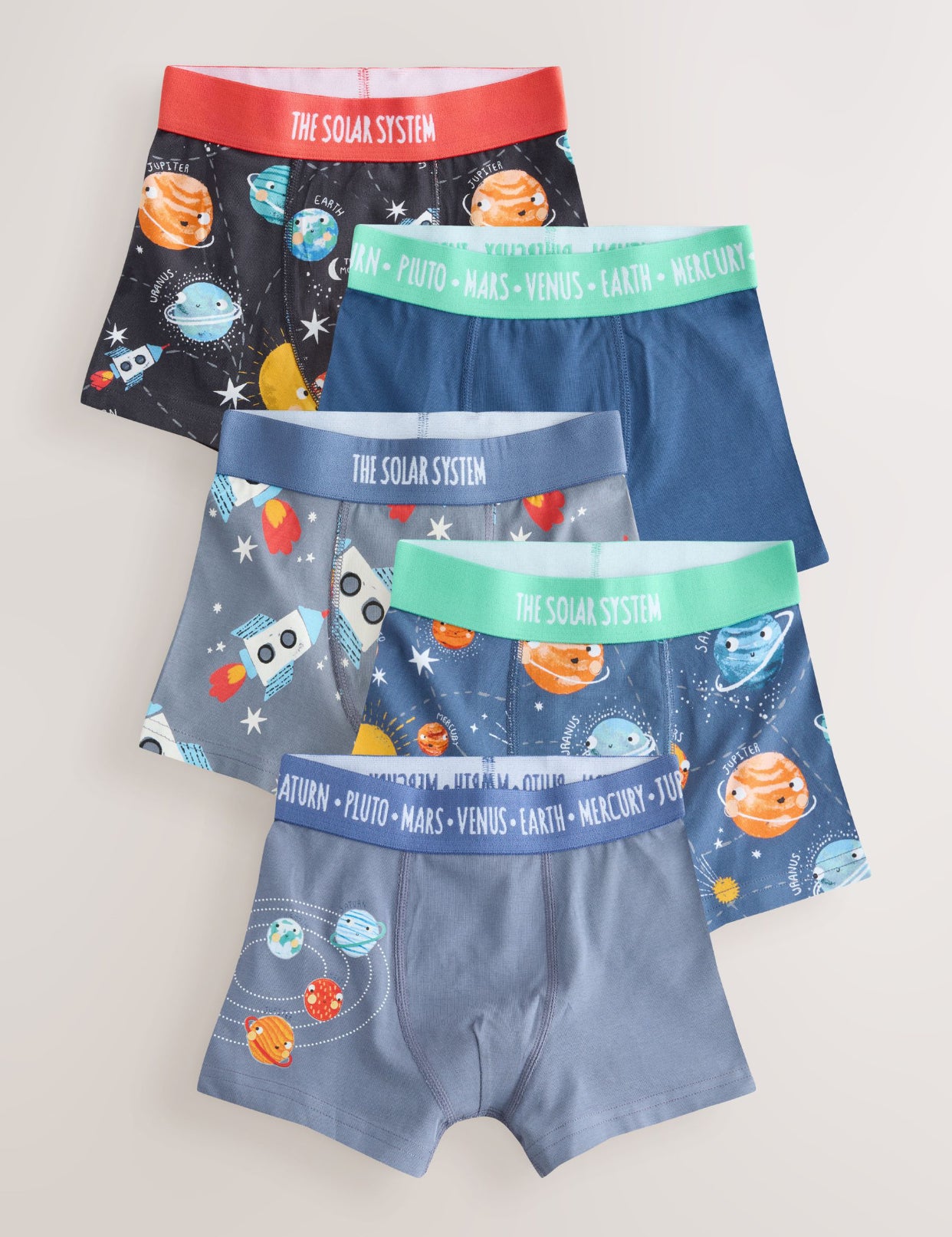Blue Space Print Junior Character Trunks £14 - £16 5 Pack