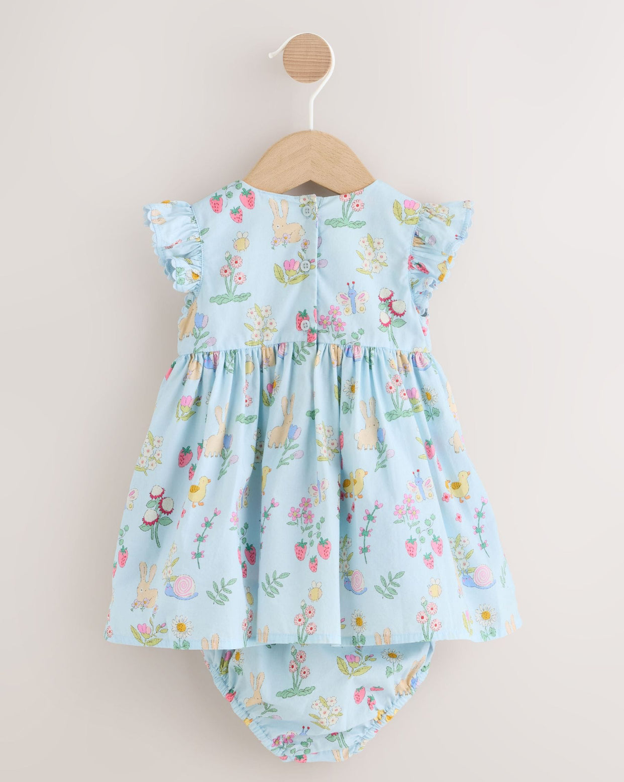 Blue Woven Baby Dress and Knickers Set