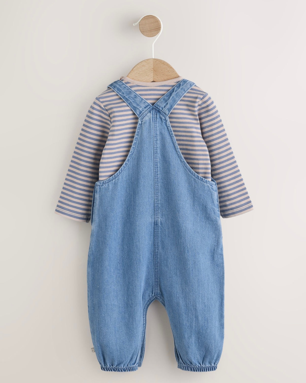 Blue Dinosaur Baby Denim Dungarees and Bodysuit Set