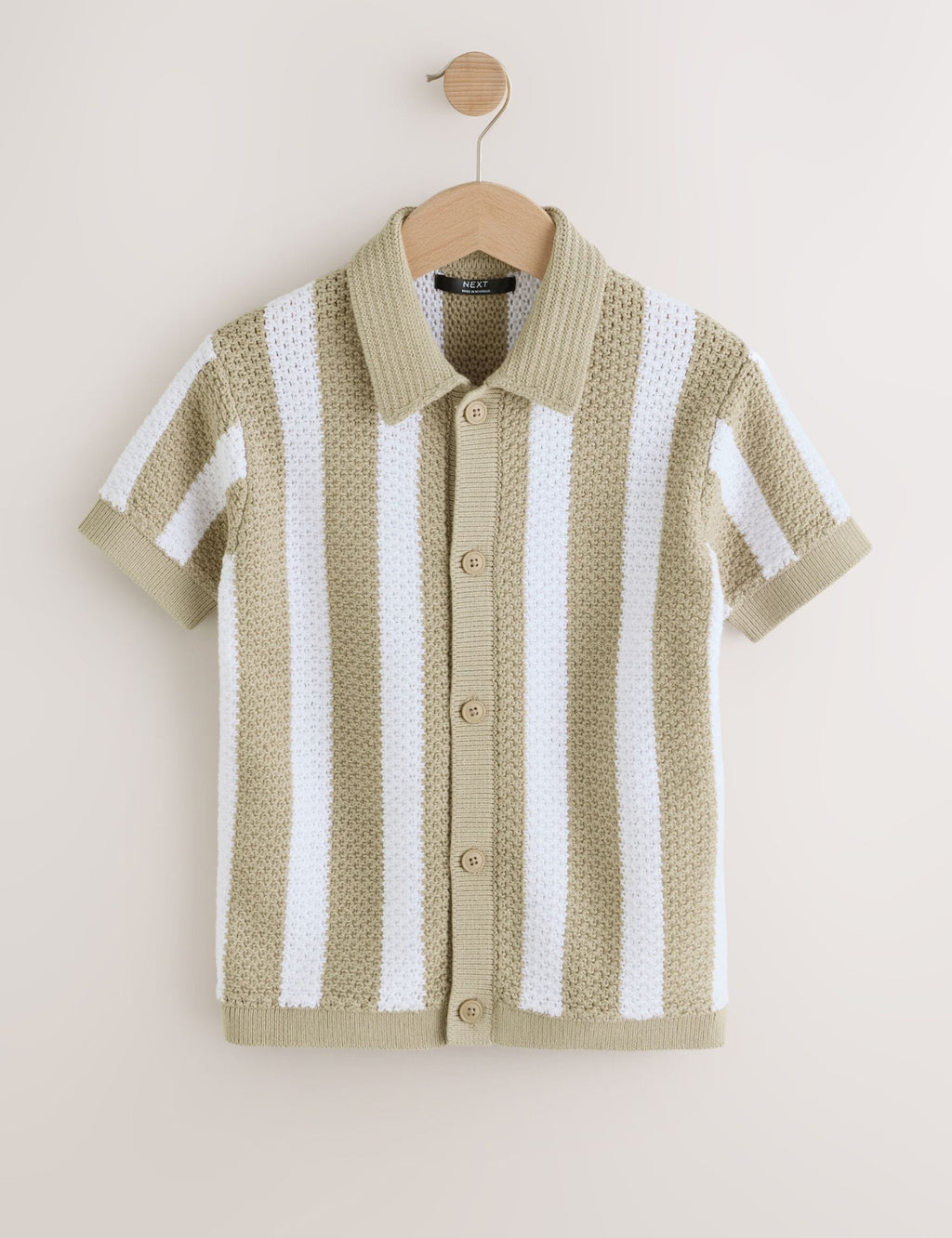 Neutral Stripe Knitted Polo Shirt