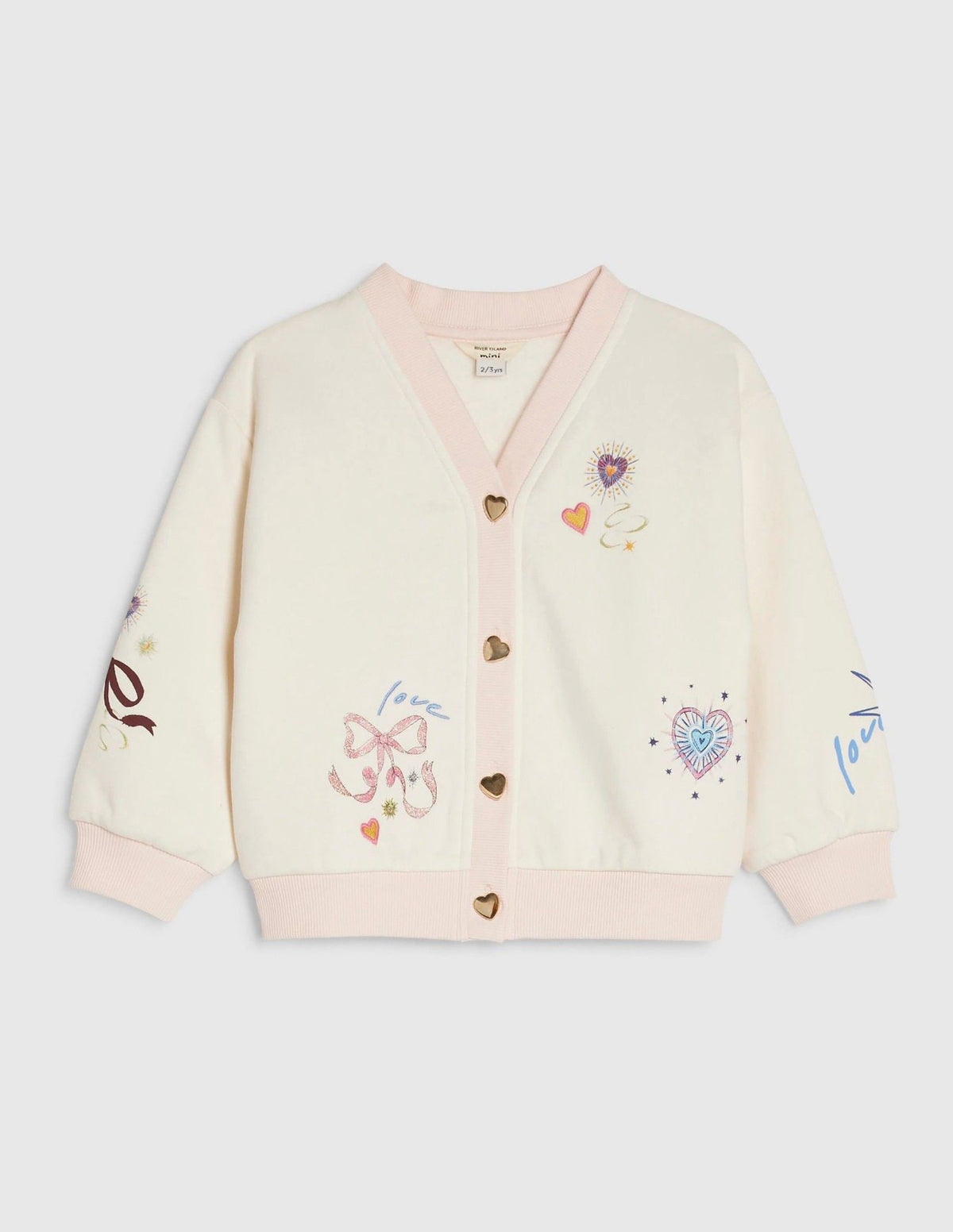 River Island Cream Bow Embroidered Cardigan
